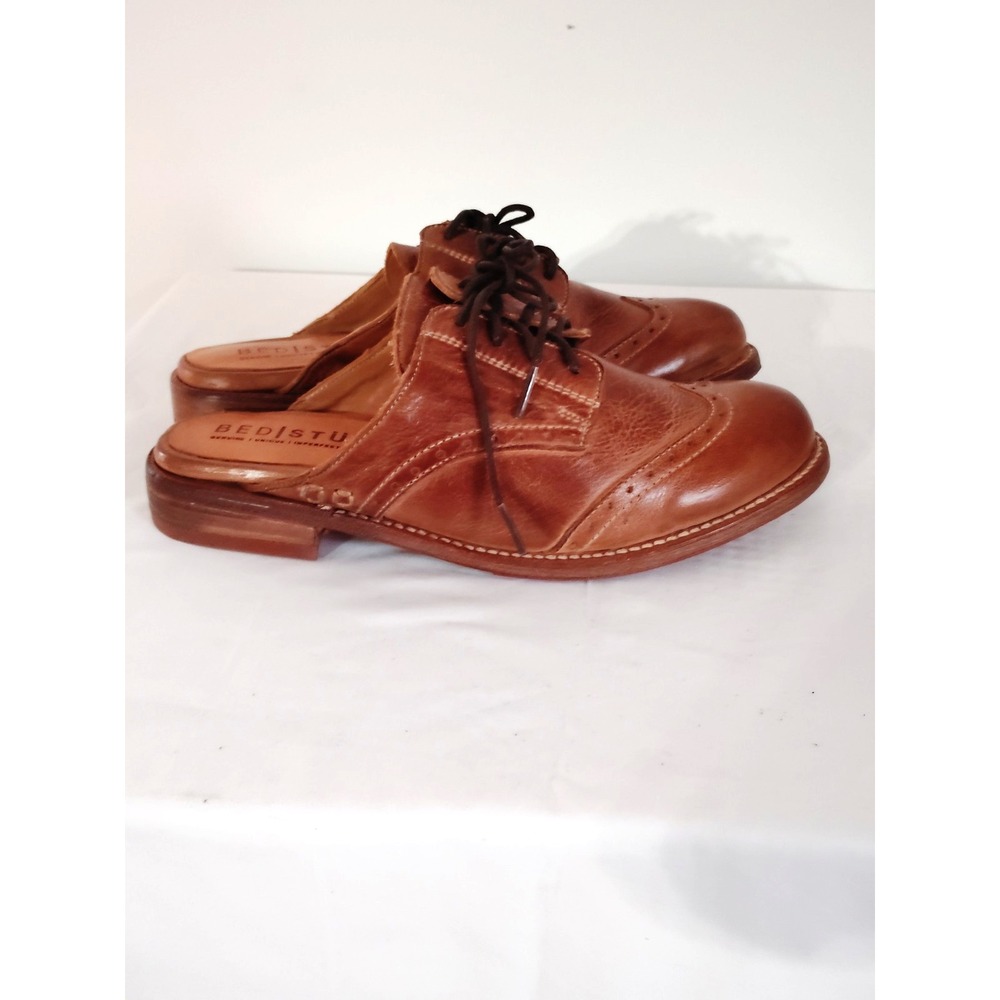 Bed Stu Mickie Distressed Brown Leather Wingtip Cobbler Artsy Mule Shoe Women 7